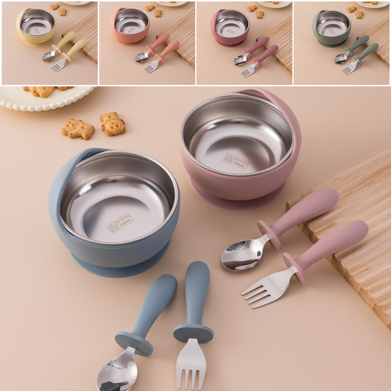 Silicone Suction Bowl - Zestaw do karmienia dla dzieci Color
