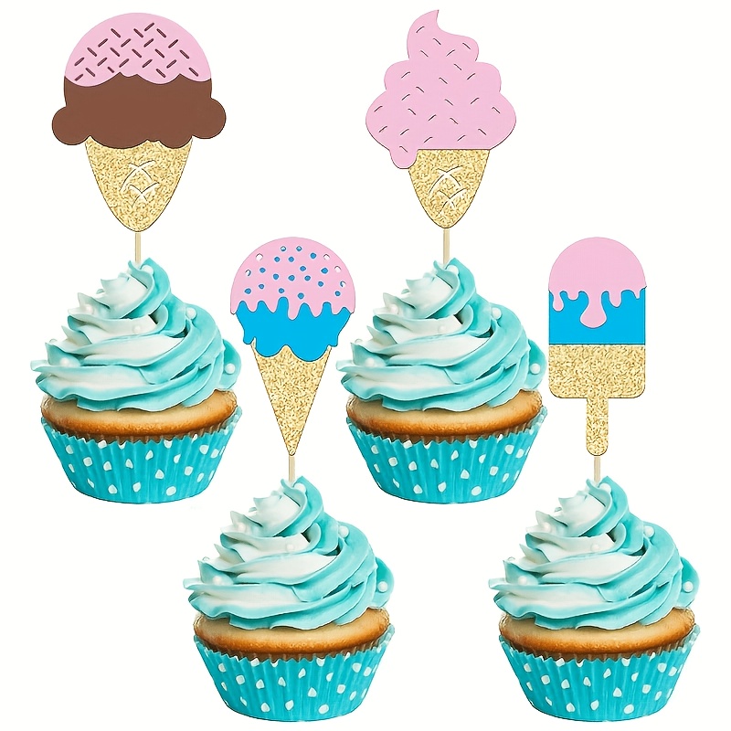 Baby Food Dessert - 12 szt. Brokatowych ozdób na babeczki